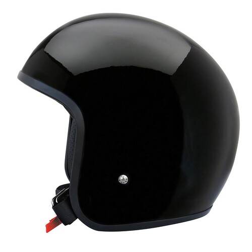 Johnny Reb Burke Open Face Motorcycle Helmet - Black Gloss/Vintage Brown Lining (No Studs)