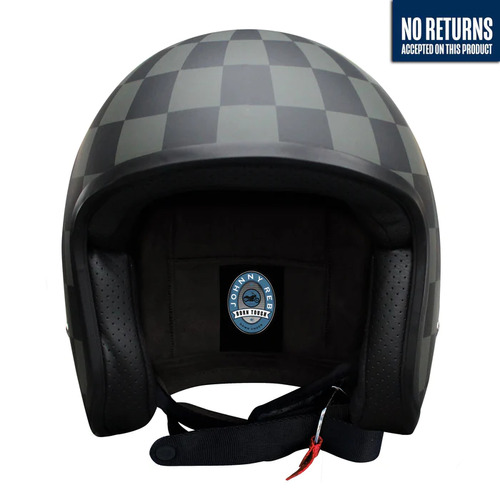 Johnny Reb Burke Open Face Motorcycle Helmet - Black Check (No Studs)