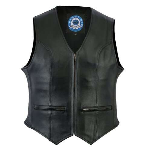 Johnny Reb Women's Ovens Motorcycle  Lining Leather Vest- Black