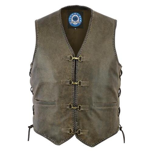 Johnny Reb Man's  Sturt Vest Leather -Cracker Brown