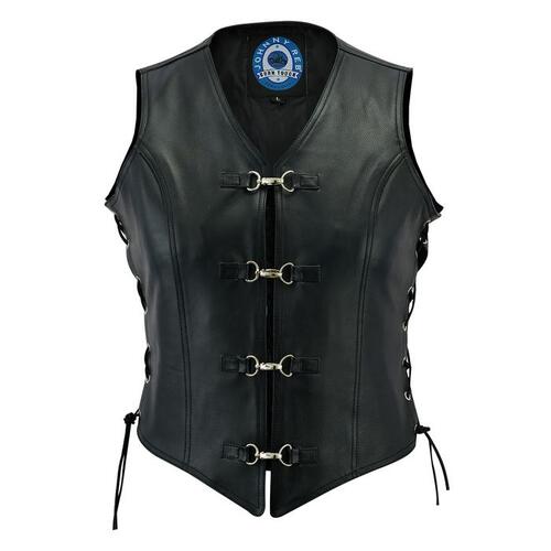 Johnny Reb Women's Sapphire Motorcycle  Lining Leather Vest- Black