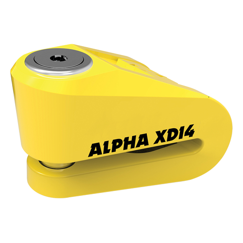 Oxford Alpha XD14 Stainless Steel Motorcycle Disc Lock - Yellow