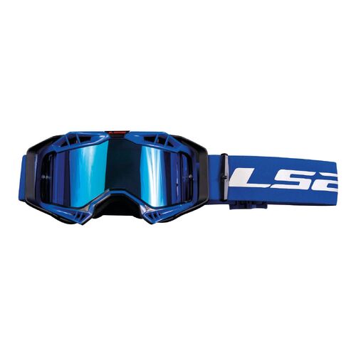 LS2 Aura Pro Motorcycle Google Blue With Iridium Lens