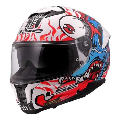 LS2 FF808 Stream II Inferno Helmet - White / Blue / Red [Size: Small]