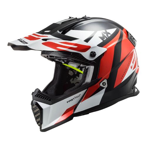 LS2 MX437J Fast Evo Strike Mini Helmet - Black/White/Red