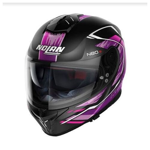 Nolan N80-8 Thunderbolt N-Com 29 Motorcycle Helmet - Flat Black/Pink- Small