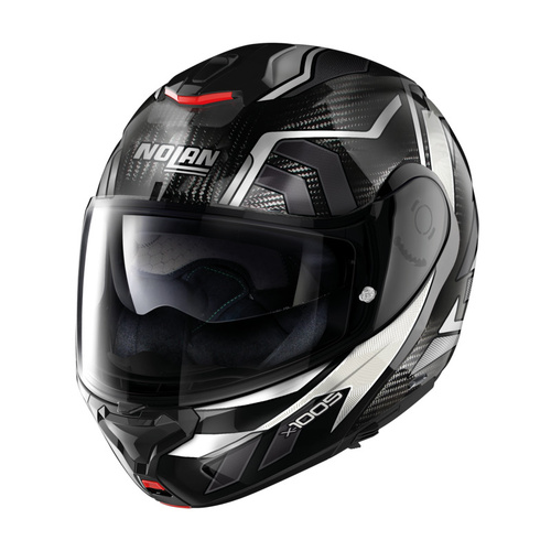 Nolan X-1005 UC Flip Up Motorcycle Helmet Sandglass Carbon White-Grey [Size: Small]