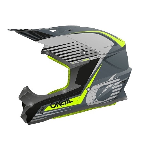 O'Neal 2021 Adult 1 SRS Stream Motorcycle Helmet  - Grey/Neon Yellow