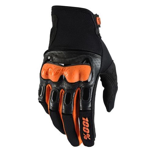 100% Derestricted Motorcycle Gloves Small - Black/Orange