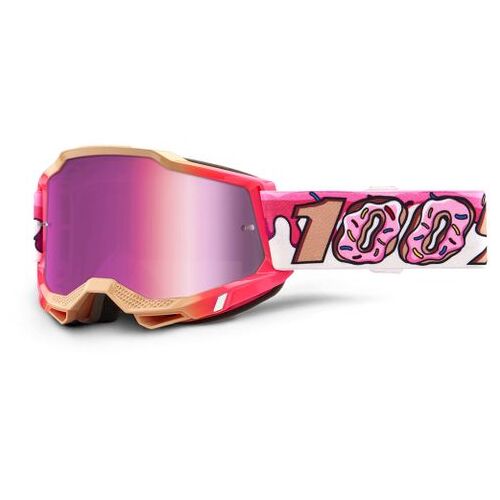 100% Accuri2 Off Road Motorcycle  Goggle Donut Pink Mirror Lens