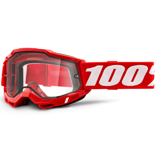 100% Accuri2 Off Road Motorcycle  Enduro Moto Goggle Red Clear Lens