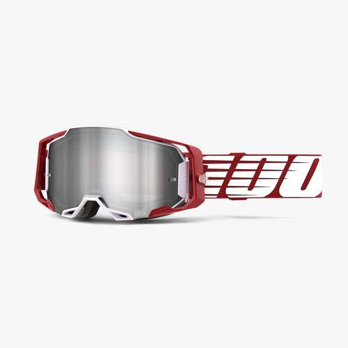 100% Armega Off Road Motorcycle  Goggle Oversized Deep Red Clear Lens