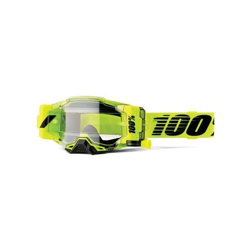 100% Armega Off Road Motocycle Goggle Forecast Nuclear Citrus Clear Lens