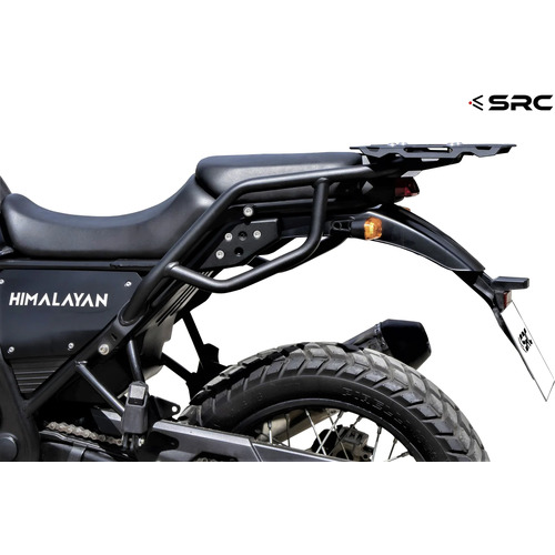 SRC Himalayan Rear Luggage Rack - Inc Top Plate Black Steel Grab Rails / Black Aluminium Rack 2021 - 2023