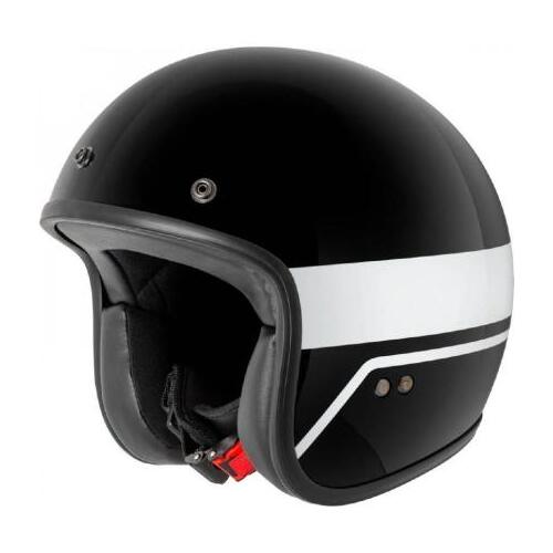 Rjays Trophy Motorcycle Helmet  Gloss Black/White  - With Studs (Xl)