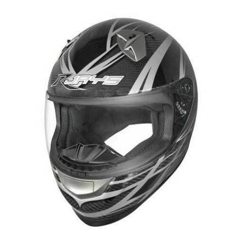 Rjays CFK1 Motorcycle Helmet Black/Grey Carbon (Small)