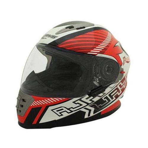 Rjays Spartan TTS Superbike Motorcycle Helmet White/Red/Black 