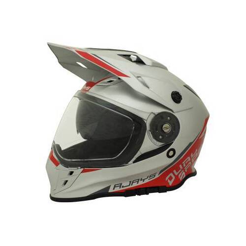 Rjays Dakar II  Motorcycle Helmet Gloss Silver/Red (Sm)