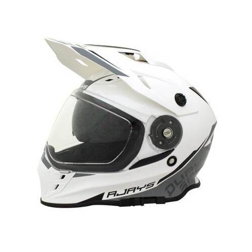 Rjays Dakar II  Motorcycle Helmet Gloss White/Gery (Sm)