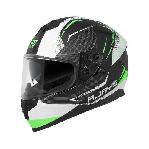 Rjays Dominator II Road Motorcycle Helmet Strike Matt Black/Green (Xs)