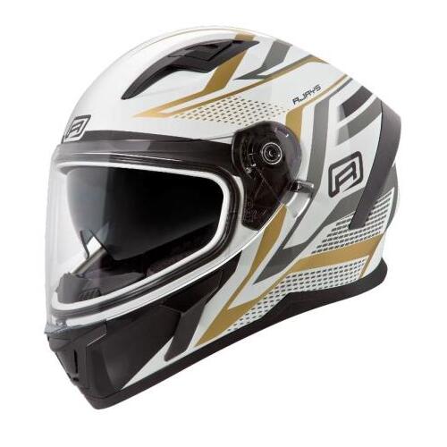 Rjays Apex III Motorcycle Helmet Ignite White /Gold (Medium)