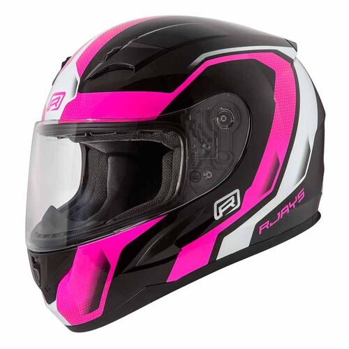 Rjays Grid Road Motorcycle Helmet Gloss Black/Pink (Md)