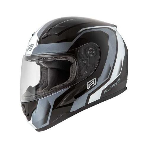 Rjays Grid Motorcycle Helmet Gloss Black /White (Md)