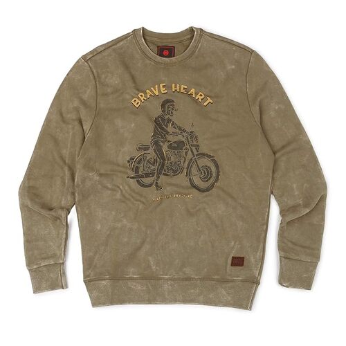 Royal Enfield Braveheart Motorcycle Sweatshirt Dark Olive -Large