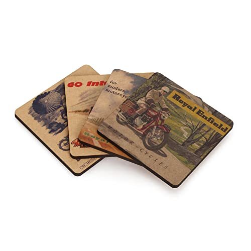 Royal Enfield 120 Years Motorcycle Coaster - 2 Mdf Wood (Set Of 4)