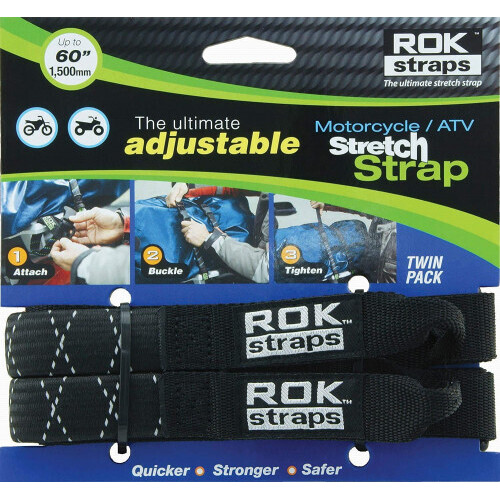 Rok Strap 450 To 1500 25Mm Wide Black Reflective - 2 Pack