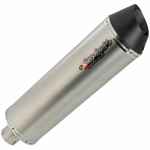 Exhaust Silencer Stainless Steel Oval Motorcycle Left Hand - 51mm