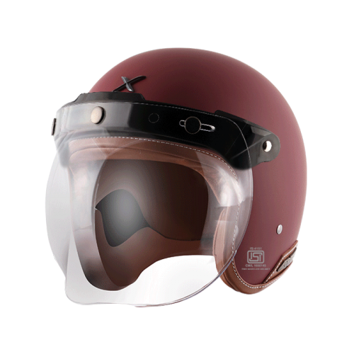Axor Jet Leather Edge Open Face Helmet ( L ) Matte Red