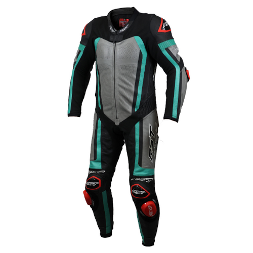 RST Motorcycle Pro Series EVO Motorcycle Racing Suit  Black/Grey/Teal 48