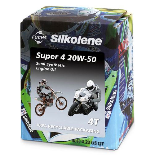 Silkolene Super 4 20W-50 Semi Synthetic Engine Oil 4L Cube