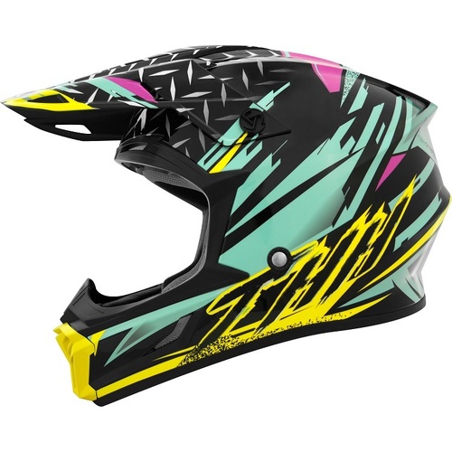 Thh Adult T710X Assault Motorcycle Helmet - Teal/Yellow