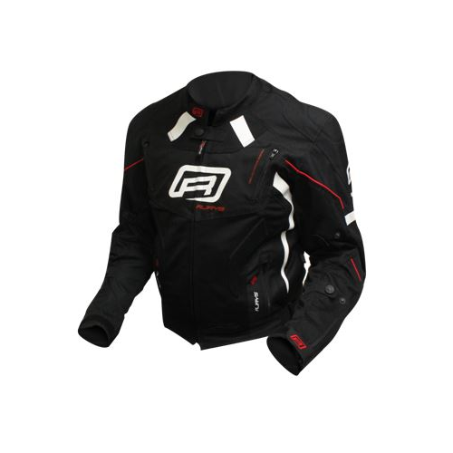 Rjays  Octane III Mens Motorcycle Textile Jacket - Black/White/Red- Medium