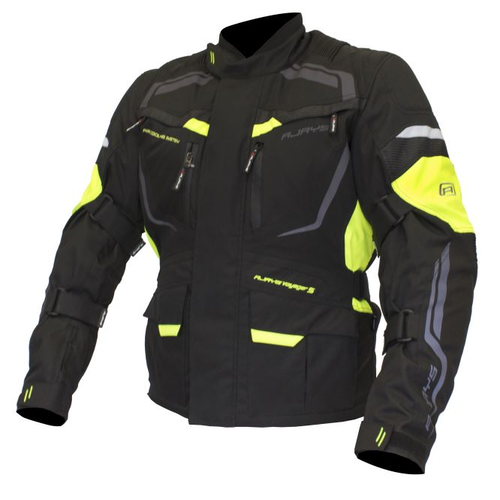 Rjays Voyager V Mens Motorcycle Textile Jacket -Black/HI-VIZ