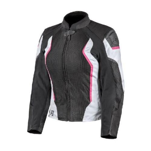 Rjays Sector Ladies Textile Motorcycle Jacket Black /White /Pink (08)