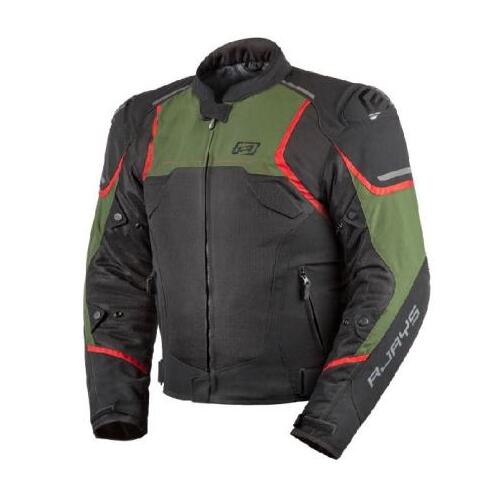 Rjays Pace Airflow Textile Motorcycle Jacket  Black/Military Green  (Sm)