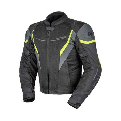 Rjays Men's Swift III Motorcycle Jacket - Black Grey Fluro Yellow